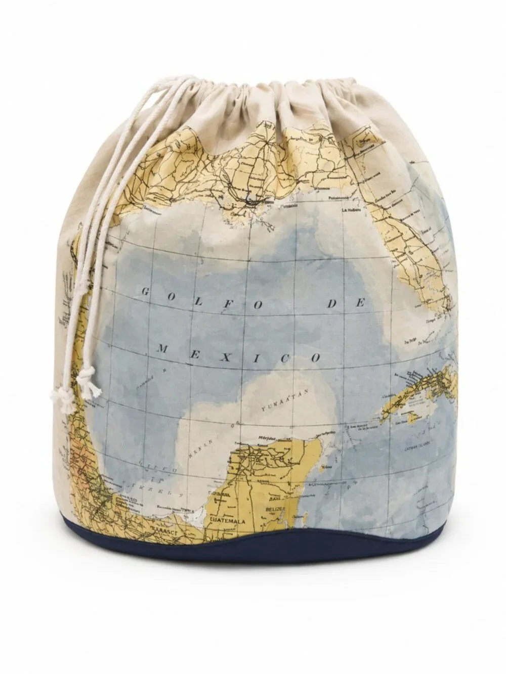 Vintage map drawstring storage bag
